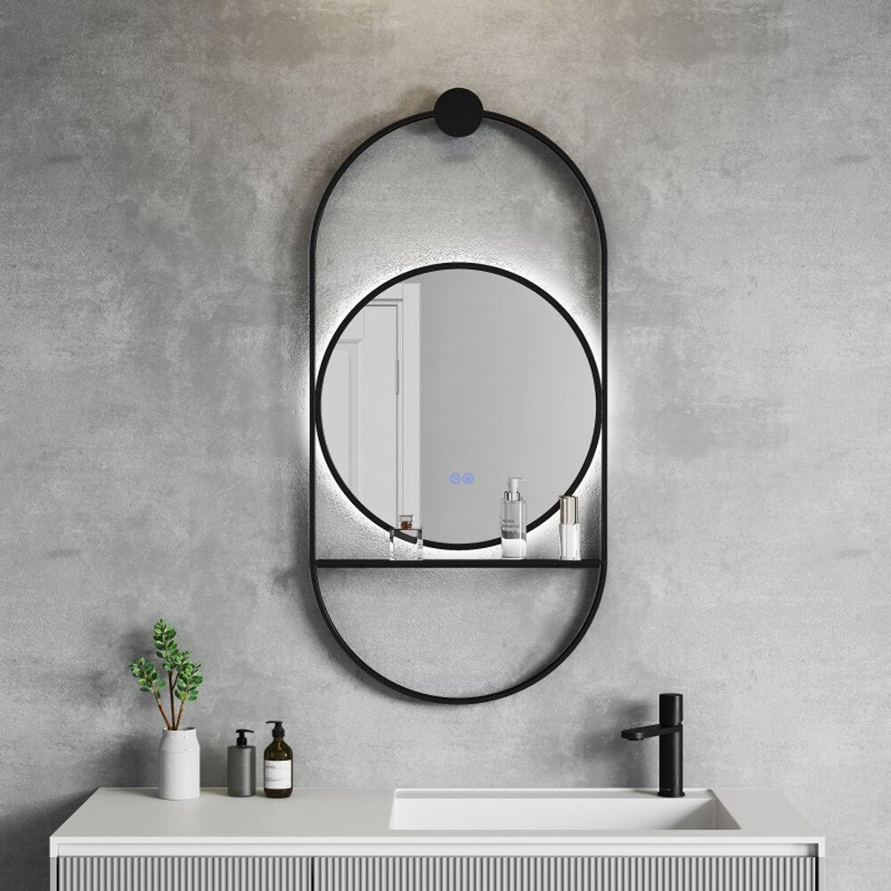 Огледало с осветление и антифог Inter Ceramic Savona с черна рамка 60x124 cm