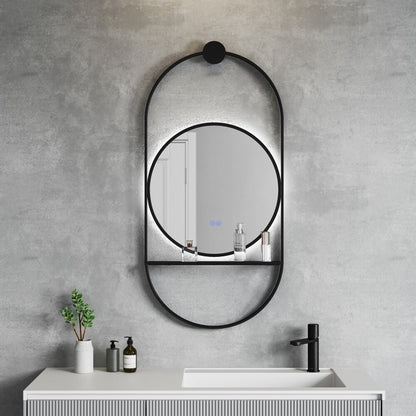 Огледало с осветление и антифог Inter Ceramic Savona с черна рамка 60x124 cm