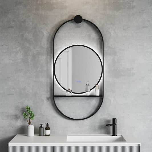 Огледало с осветление и антифог Inter Ceramic Savona с черна рамка 60x124 cm