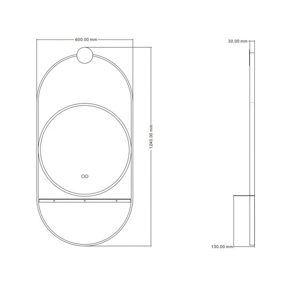Огледало с осветление и антифог Inter Ceramic Savona с черна рамка 60x124 cm