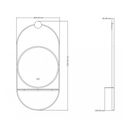 Огледало с осветление и антифог Inter Ceramic Savona с черна рамка 60x124 cm