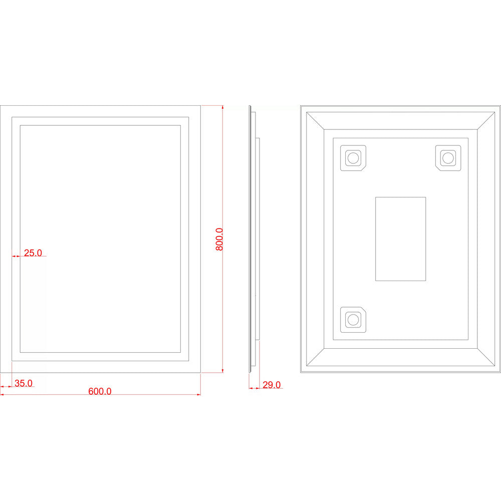 LED огледало с права форма Dubiel Vitrum Focus 60x80 см