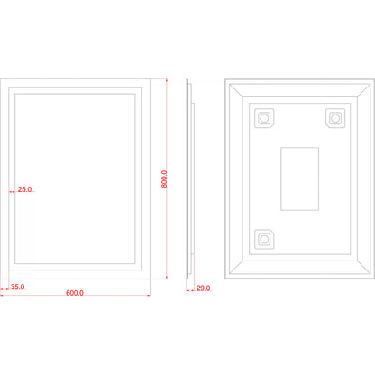LED огледало с права форма Dubiel Vitrum Focus 60x80 см
