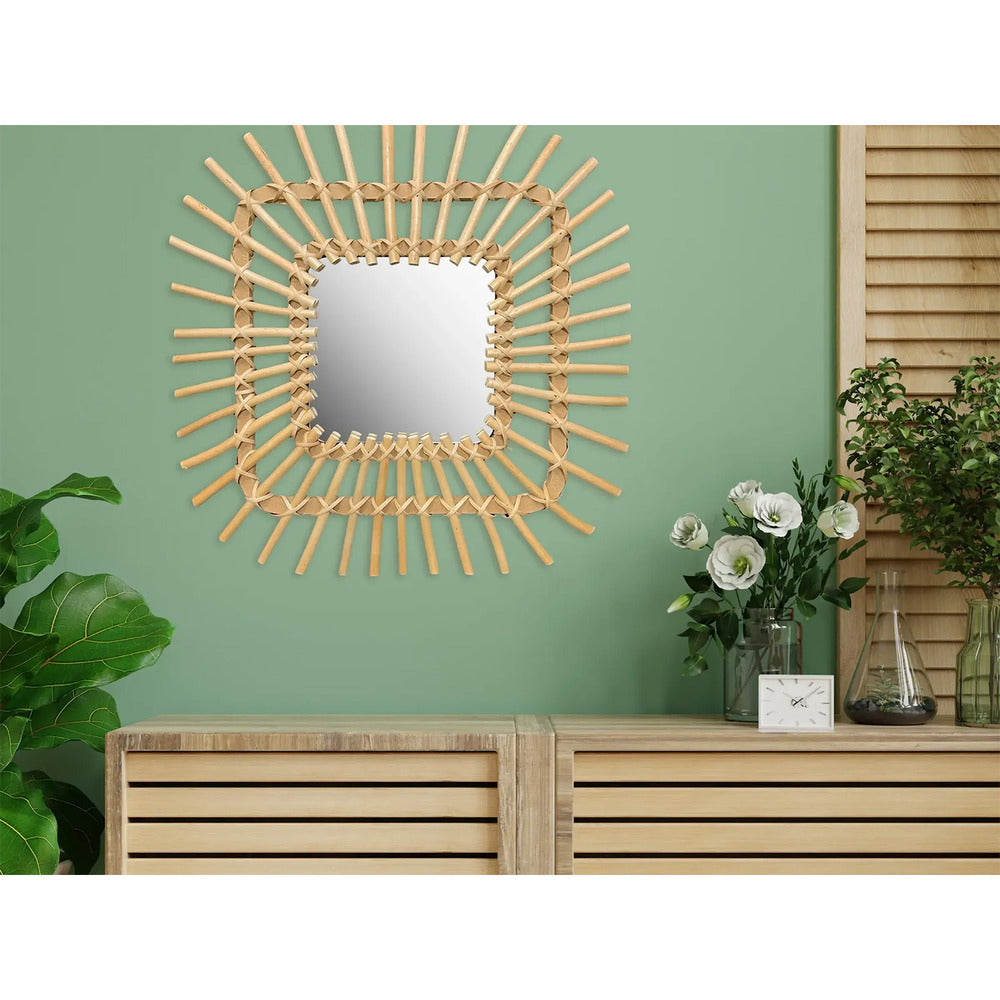 Rea Boho QDJ071 Square Mirror Wooden Frame 45 cm