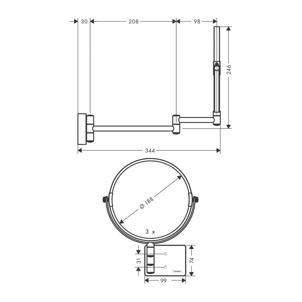 Hansgrohe AddStoris Chrome Shaving Mirror with Magnifying Glass