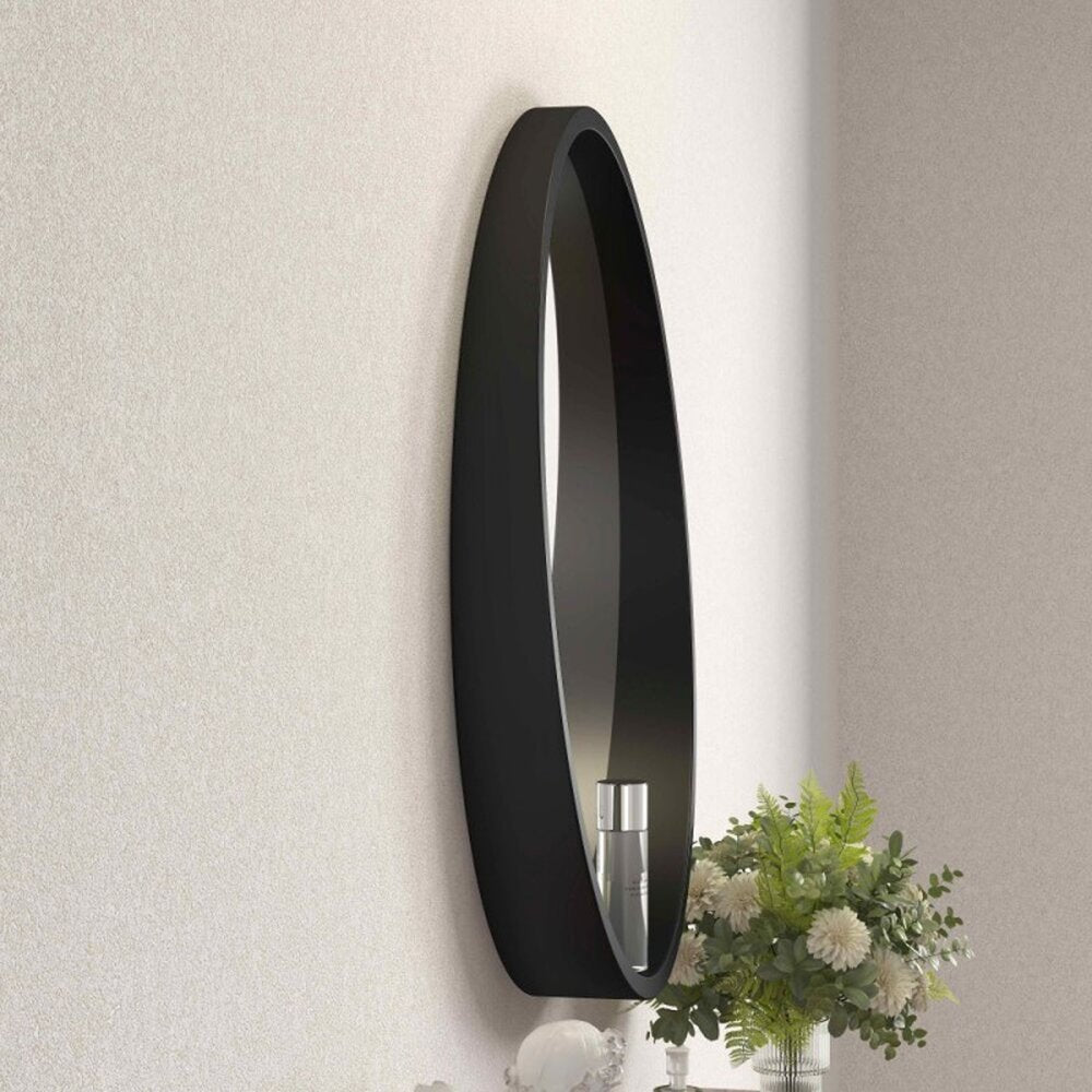 Кръгло огледало Inter Ceramic с черна дървена рамка 60 cm