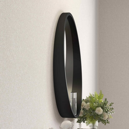 Кръгло огледало Inter Ceramic с черна дървена рамка 60 cm