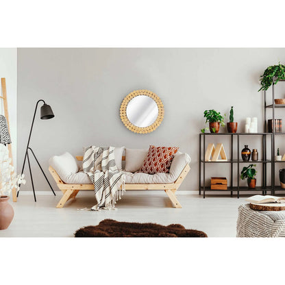 Кръгло огледало Rea Boho KLNA-MR01 дървена рамка 36 см