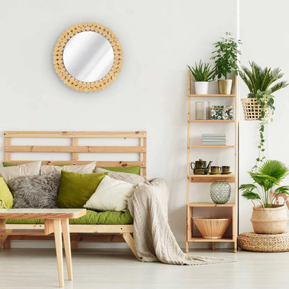 Кръгло огледало Rea Boho KLNA-MR01 дървена рамка 36 см