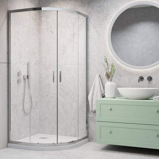 Комплект душ кабина Alienta A 80x80 cm, душ под Tinos A Compact бял и хромиран сифони