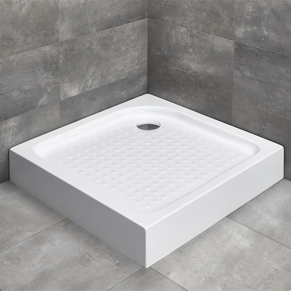 Комплект душ кабина Alienta Black C 80x80 cm, душ тава Rodos C Compact бяла и черен сифони