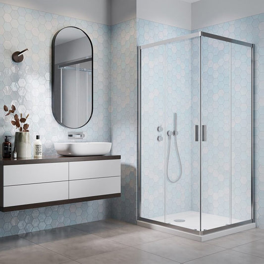 Комплект за душ кабина Alienta C 80x80 cm, душ под Tinos A Compact бял и хромиран сифони