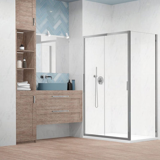 Комплект душ кабина Alienta DWJ+S 100x80 cm, душ тава Laros D Compact бяла и хромиран сифони