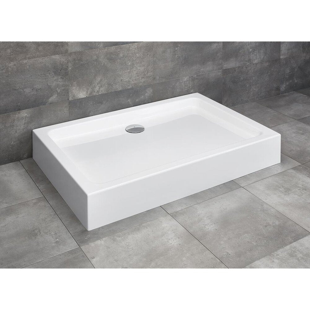 Комплект душ кабина Alienta DWJ+S 100x80 cm, душ тава Laros D Compact бяла и хромиран сифони