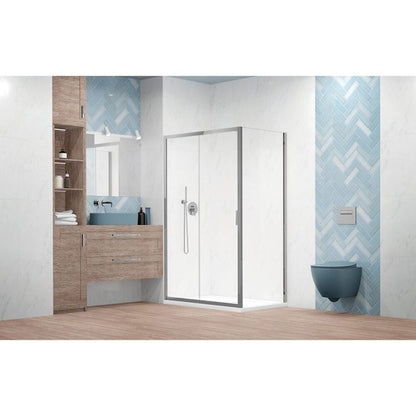 Комплект душ кабина Alienta DWJ+S 100x80 cm, душ тава Laros D Compact бяла и хромиран сифони