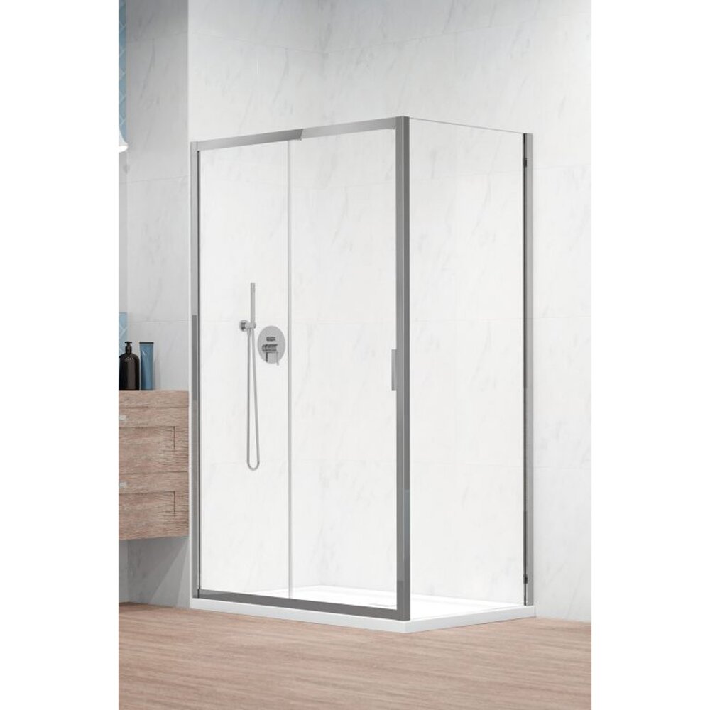 Комплект душ кабина Alienta DWJ+S 100x80 cm, душ тава Laros D Compact бяла и хромиран сифони