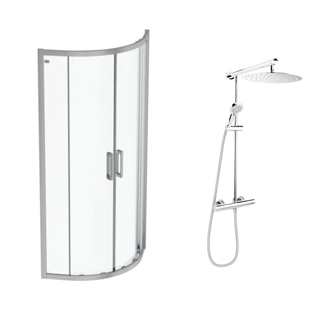 Комплект душ кабина Ideal Standard Connect 2 хром 80x80 и душ колона FDesign Anima хром