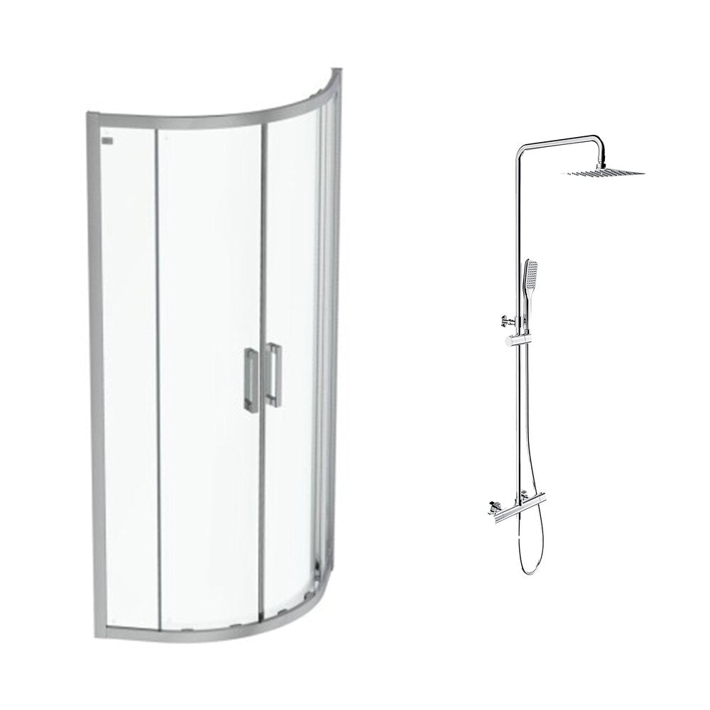 Ideal Standard Connect 2 Shower Cabin Package Chrome 80x80 and OMNIRES Y Shower Column Chrome
