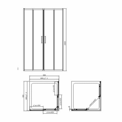Душ кабина Fluminia Hector черен 90x90 см и душ колона FDesign Anima Quadro черен
