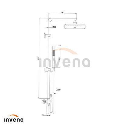 Комплект душ кабина Fluminia Hector черен 90x90 см и душ колона Invena Svart черен