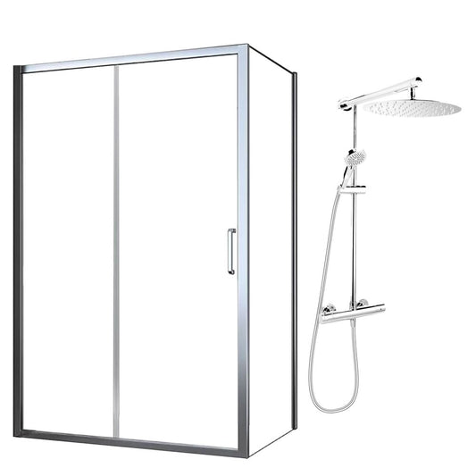 Комплект душ кабина Fluminia Iris хром 120x90 см и душ колона FDesign Anima хром