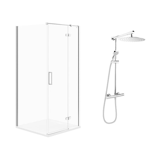 Пакет за душ кабина Cersanit Jota хром 90x90 см и душ колона FDesign Anima хром