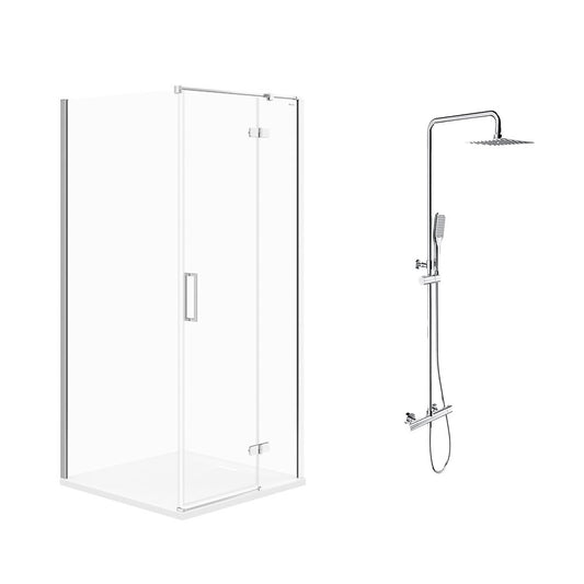 Пакет душ кабина Cersanit Jota хром 90x90 см и душ колона Invena Svart хром.