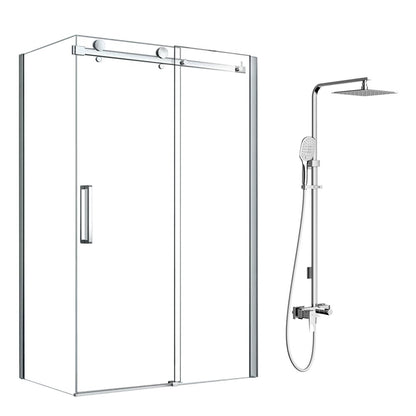 Fluminia Paloma Shower Cabin Package Chrome 100x80 cm and OMNIRES Parma Shower Column Chrome