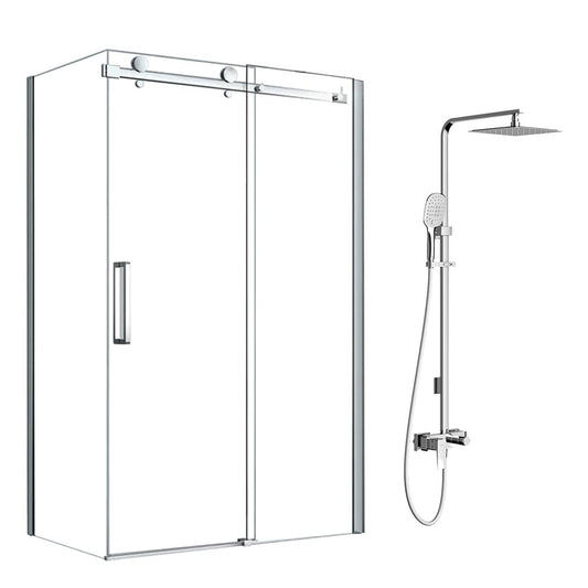 Комплект душ кабина Fluminia Paloma хром 100x80 см и душ колона OMNIRES Parma хром