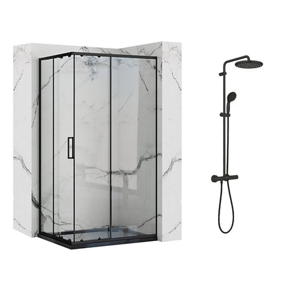 Пакет душ кабина Rea Punto черен 80x100 см и душ колона Grohe Vitalio Start черен