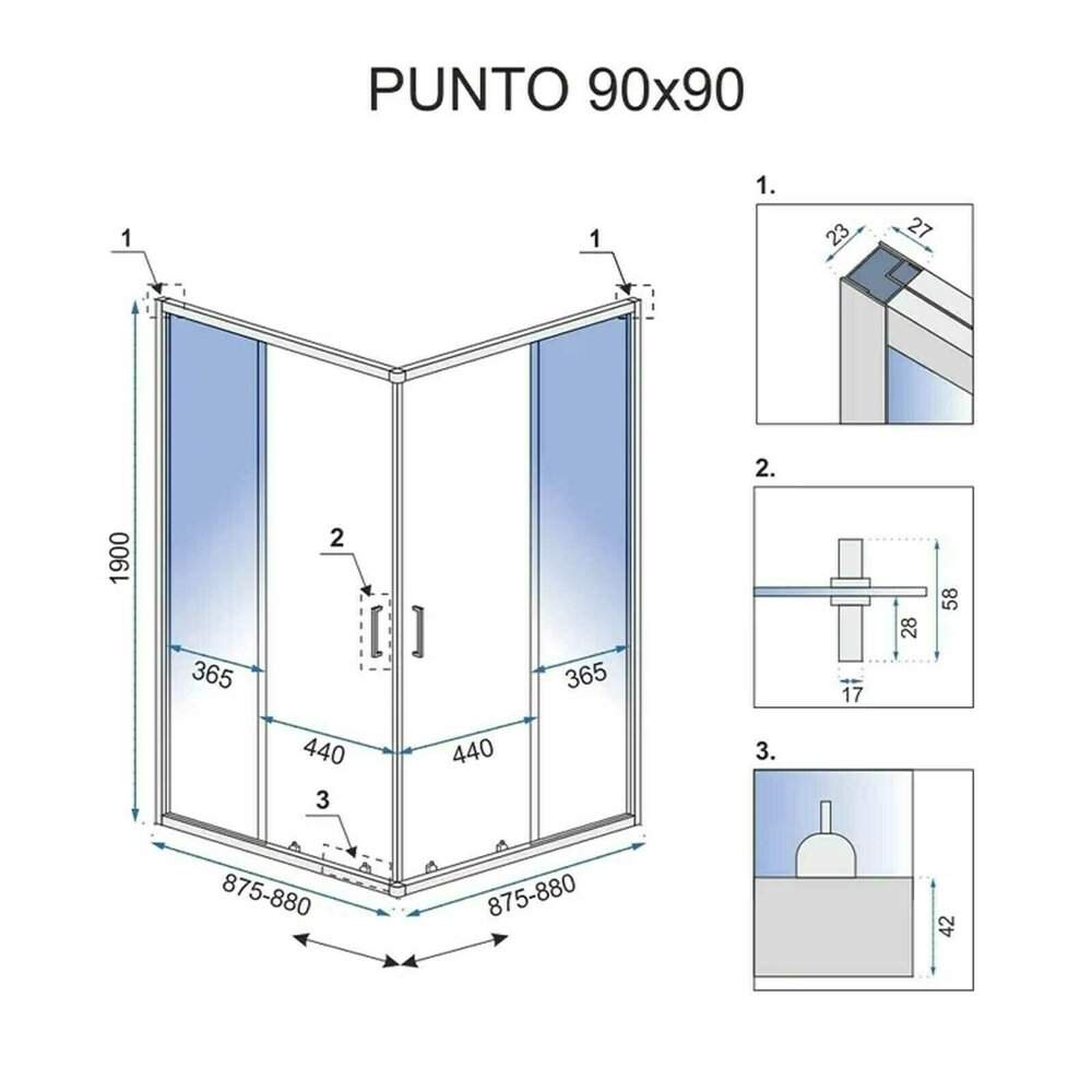 Комплект черна душ кабина Rea Punto 90x90 см и душ колона Grohe Vitalio Start черна