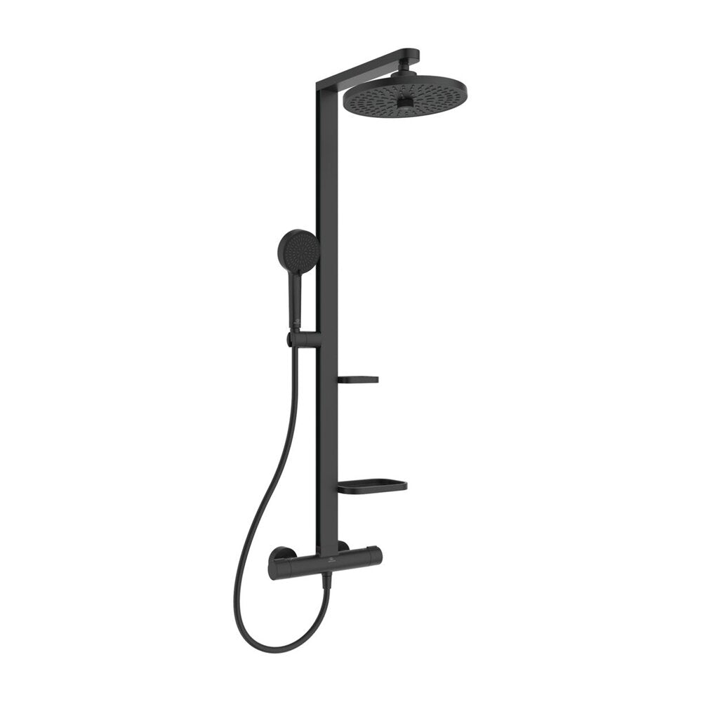 Rea Punto Black Shower Cabin Package 90x90 cm and Ideal Standard Alu+ Black Shower Column