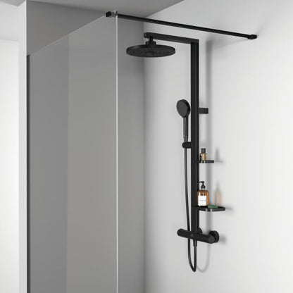 Rea Punto Black Shower Cabin Package 90x90 cm and Ideal Standard Alu+ Black Shower Column