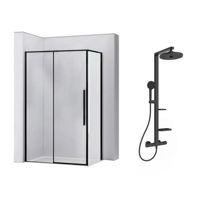 Пакет душ кабина Rea Solar черен 90x120 см и душ колона Ideal Standard Alu+ черен