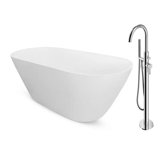 Besco Moya Freestanding Bathtub Package 170x72 cm White and Omnires Y Chrome Bathtub Faucet