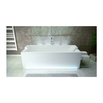 Комплект правоъгълна вана Besco Quadro 175x80 см бяла, душ завеса Rea Elegant 70x140 см златна, сифони за вана и капак за сифони