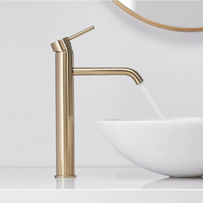 Cersanit Moduo White Countertop Sink Package 40 cm, Rea Lungo Gold Faucet and Gold Click-Clack Sink Drain