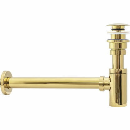 Cersanit Moduo White Countertop Sink Package 40 cm, Rea Lungo Gold Faucet and Gold Click-Clack Sink Drain