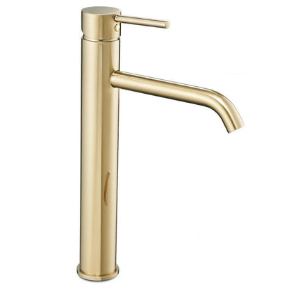 Cersanit Moduo White Countertop Sink Package 40 cm, Rea Lungo Gold Faucet and Gold Click-Clack Sink Drain