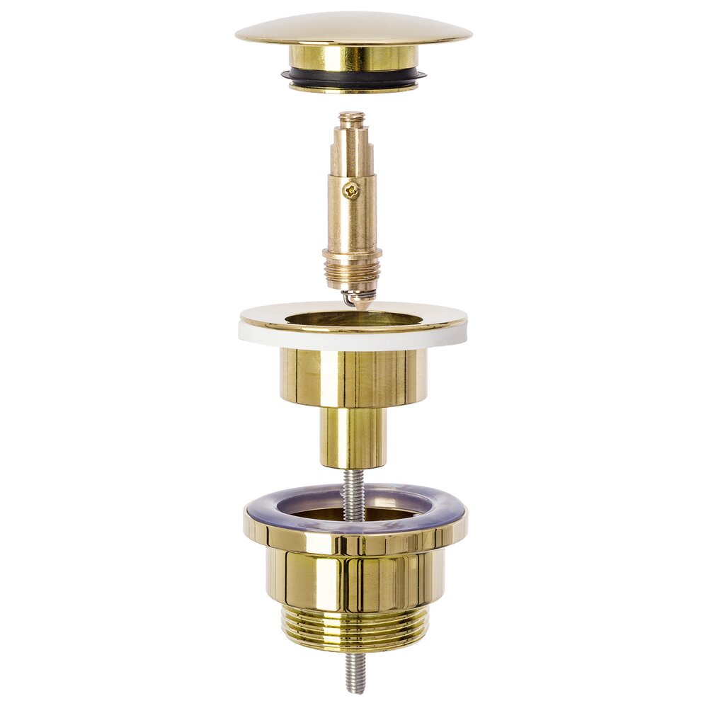 Cersanit Moduo White Countertop Sink Package 40 cm, Rea Lungo Gold Faucet and Gold Click-Clack Sink Drain