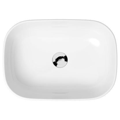 Countertop Sink Package Cersanit Moduo White 50.5 cm, Rea Lungo Black Faucet and Click-Clack D Black Sink Drain
