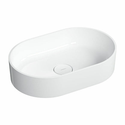Countertop Sink Package Omnires Ovo M+ White 55 cm, Rea Lungo Black Faucet and Click-Clack D Black Sink Drain