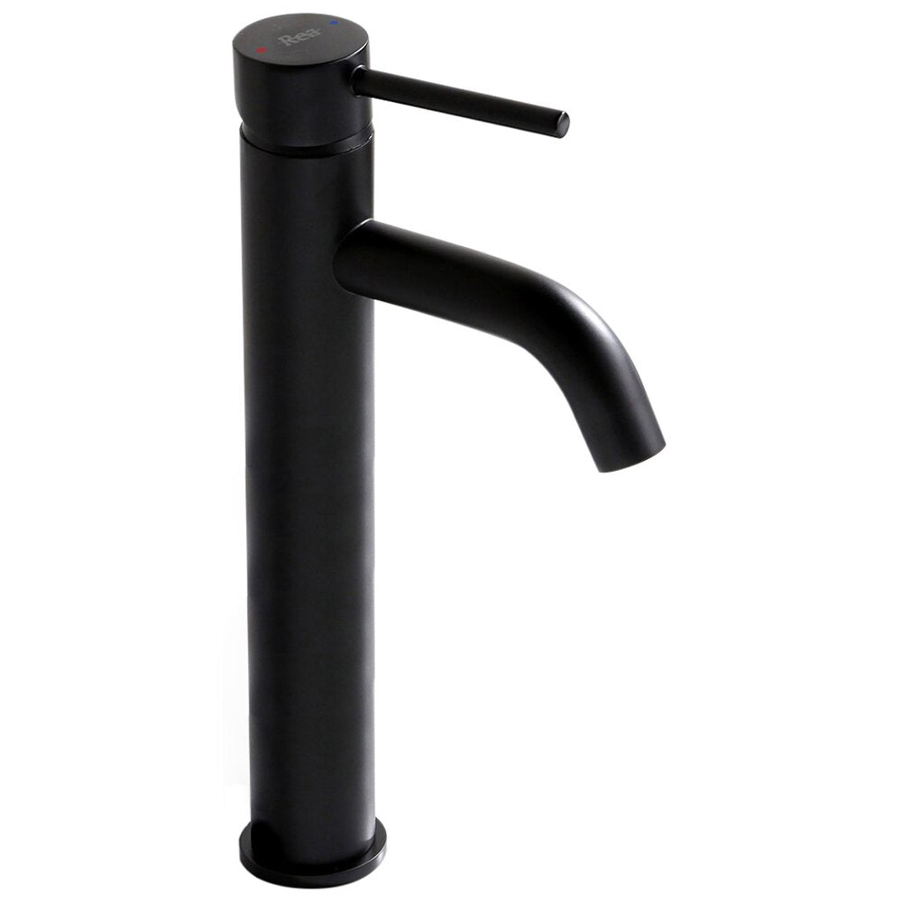 Countertop Sink Package Omnires Ovo M+ White 55 cm, Rea Lungo Black Faucet and Click-Clack D Black Sink Drain