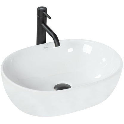 Пакет мивка с плот Rea бял 48 см, смесител Ideal Standard Ceraline черен и клапан Click-Clack черен