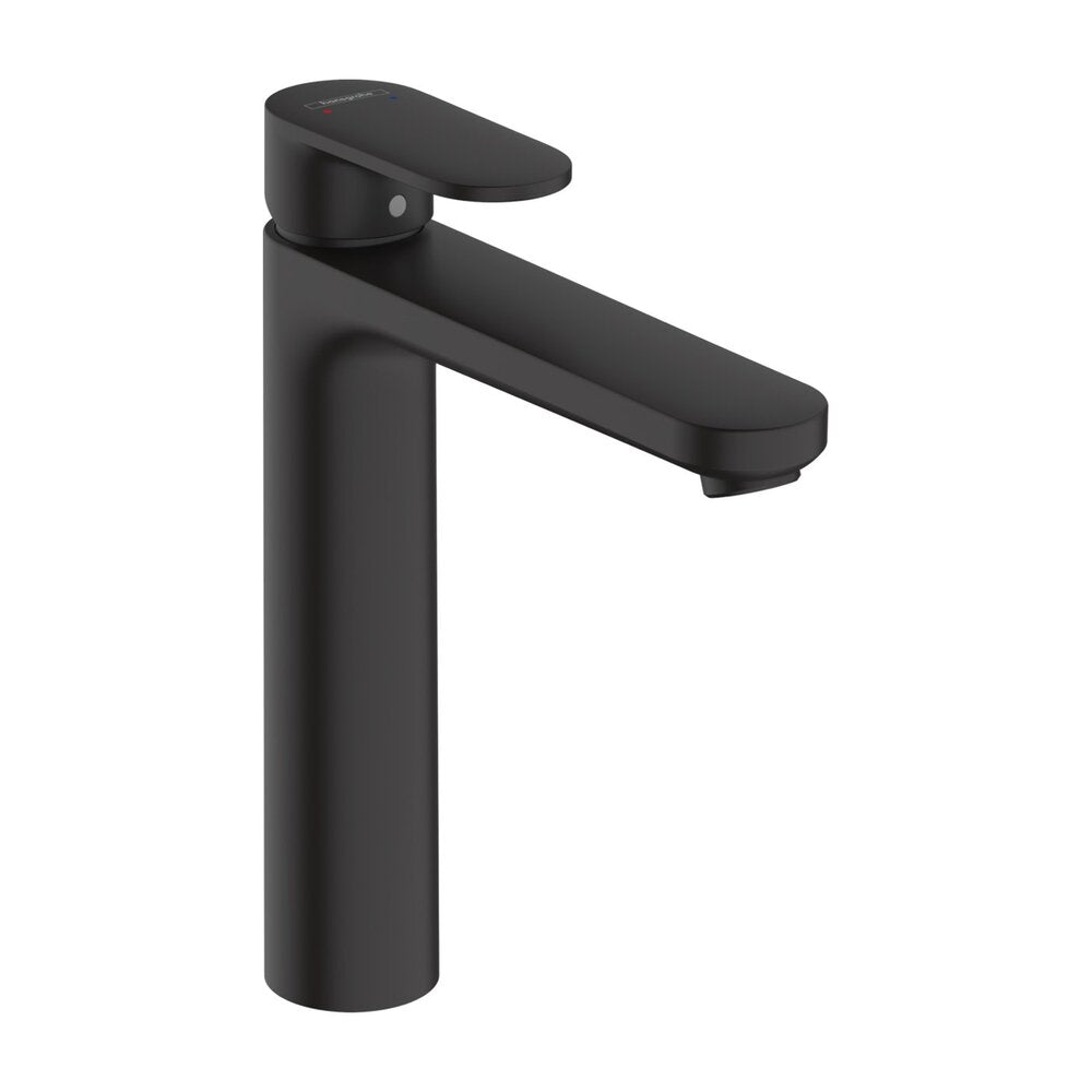 Мивка за плот Rea Amelia бяла 48 см, смесител Hansgrohe Vernis Blend черен и клапан Click-Clack черен
