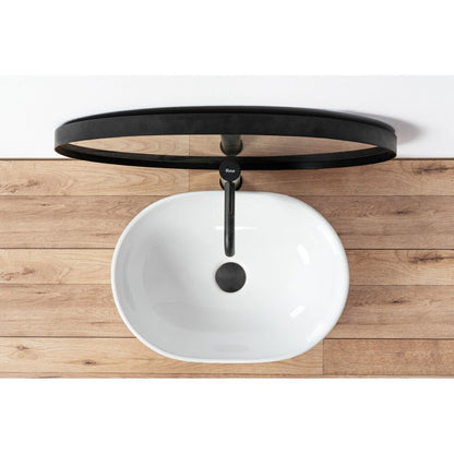 Мивка за плот Rea Amelia бяла 48 см, смесител Hansgrohe Vernis Blend черен и клапан Click-Clack черен