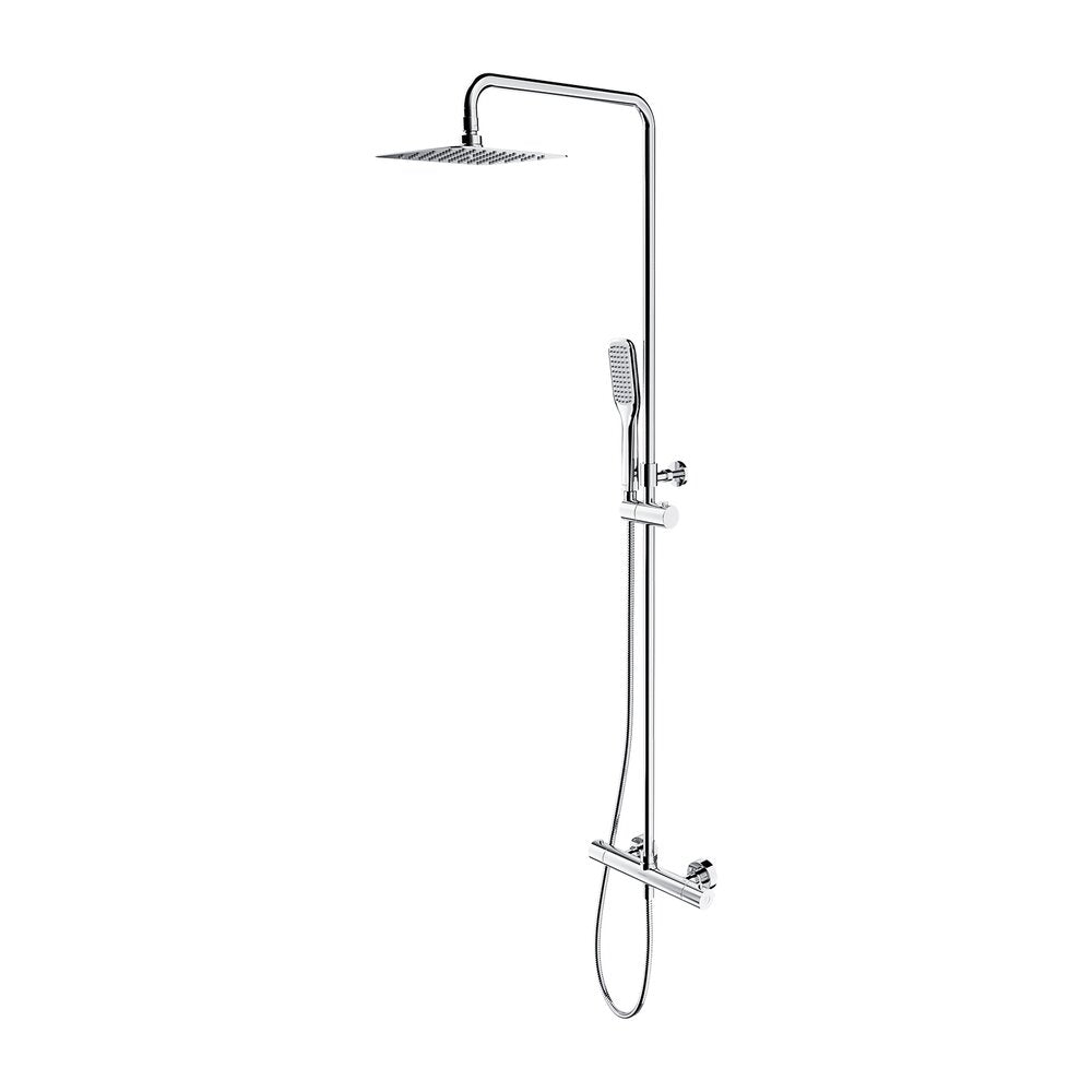Walk-In Shower Screen Package SanSwiss Easy Chrome 90x200 cm and Omnires Y Chrome Shower Column