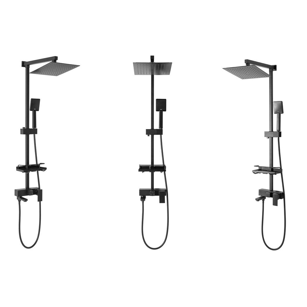 Walk-In Shower Screen Package Fluminia Foxy Black 100x200 cm and Rea Jack Black Shower Column