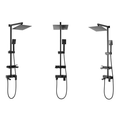 Walk-In Shower Screen Package Fluminia Foxy Black 100x200 cm and Rea Jack Black Shower Column