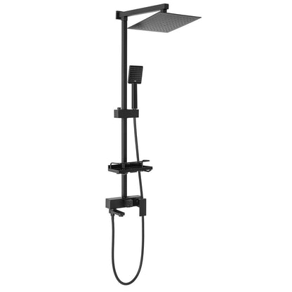 Walk-In Shower Screen Package Fluminia Foxy Black 100x200 cm and Rea Jack Black Shower Column